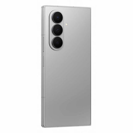 Samsung Galaxy Z Fold7, silver/light grey, back view, folded closed