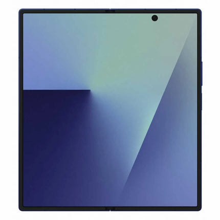 Samsung Galaxy Z Fold7, navy blue, rear view, partially unfolded open