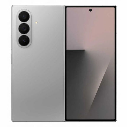 Samsung Galaxy Z Fold7, silver/light grey, back view, folded closed