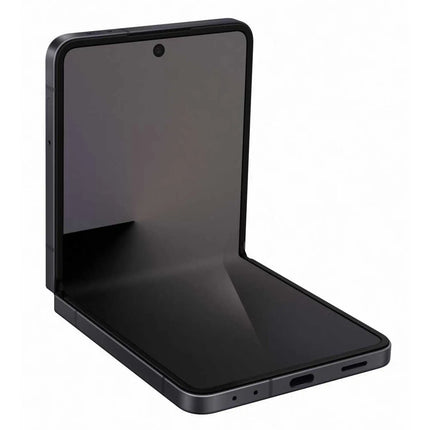 Samsung Galaxy Z Flip7, black, folded closed angled top view