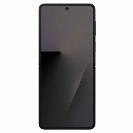 Samsung Galaxy Z Flip7, black, partially open side angled view