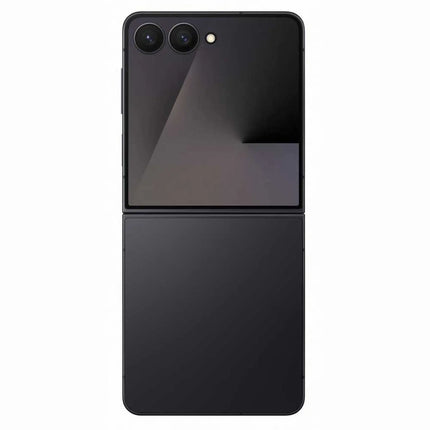Samsung Galaxy Z Flip7, black, folded closed rear camera view