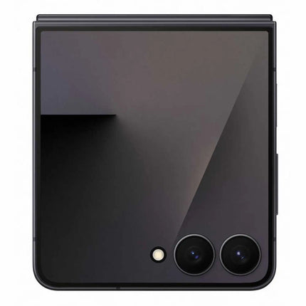 Samsung Galaxy Z Flip7, black, folded closed bottom hinge and camera view