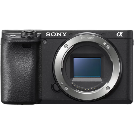 Sony Alpha 6400K, black, front view body only, sensor exposed