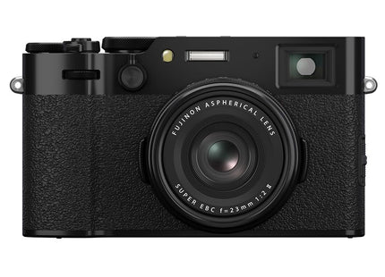 Fujifilm X100VI, black, front view infographic