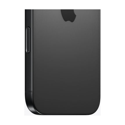 Apple iPhone 16 Pro in Black Titanium, rear view of triple-camera system