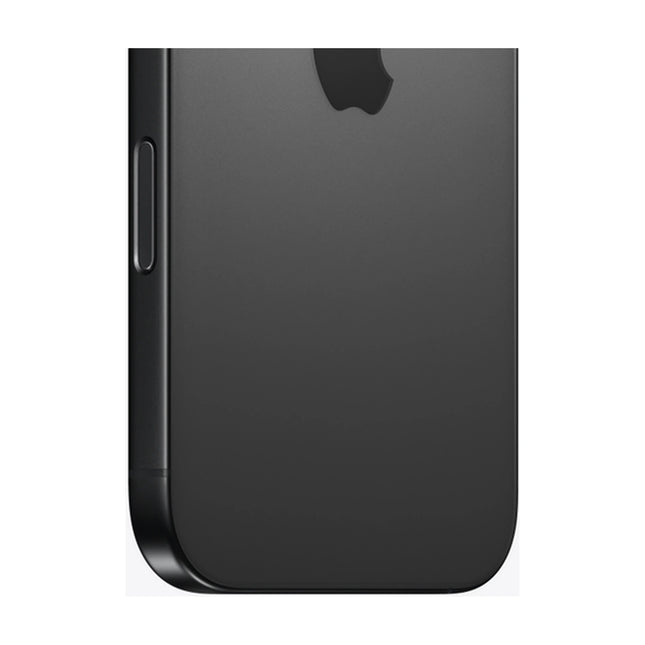 Apple iPhone 16 Pro in Black Titanium, rear view of triple-camera system
