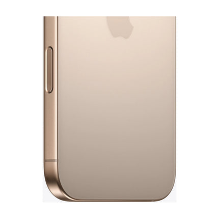 Apple iPhone 16 Pro in Desert Titanium, rear view of triple-camera system