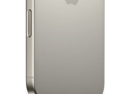 Apple iPhone 16 Pro in Natural Titanium, rear view of triple-camera system