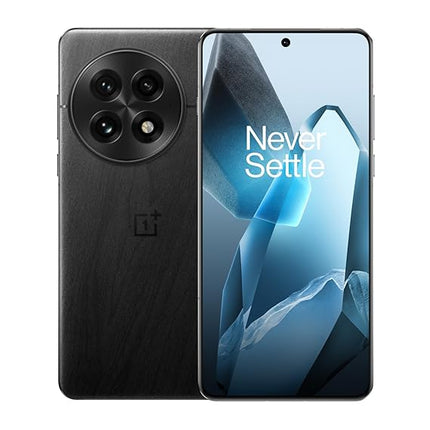OnePlus 13, black, front and back view pair showing display and camera module