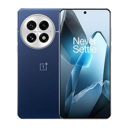 OnePlus 13, blue, front and back view pair showing display and camera module