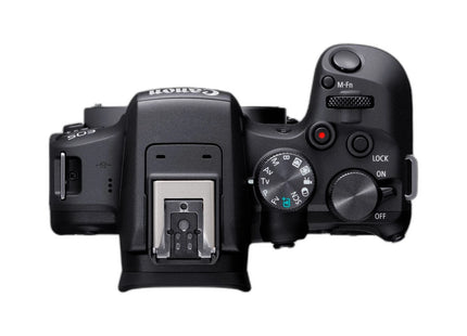 Canon EOS R10 with RF-S 18-45mm Lens — top view