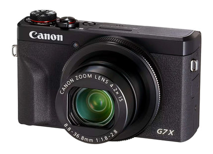 Canon PowerShot G7 X Mark III, black, angled view