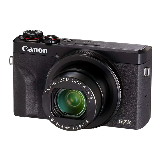 Canon PowerShot G7 X Mark III, black, angled view