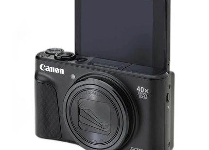 Canon PowerShot SX740 HS, black, angled view