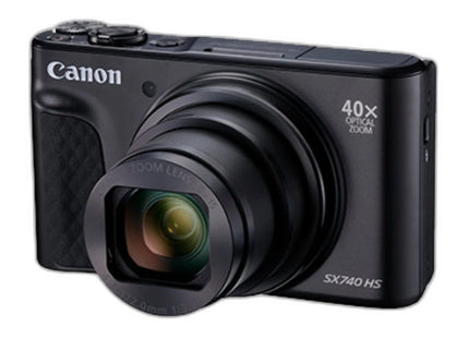 Canon PowerShot SX740 HS, black, angled view