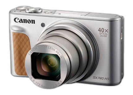 Canon PowerShot SX740 HS, silver, angled lens extended
