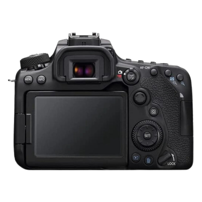 Canon EOS 90D DSLR with 18-135mm lens front view