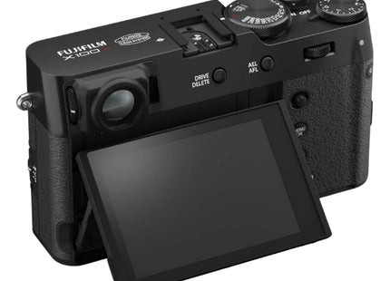 Fujifilm X100VI camera, black, rear display view