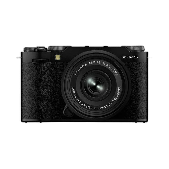 Fujifilm X-M5 Mirrorless Camera with XC 15-45mm f/3.5-5.6 Lens in Black — front view