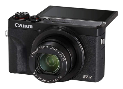 Canon PowerShot G7 X Mark III black with flip screen up