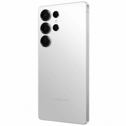 Samsung Galaxy S25 Ultra, titanium white silver, back view portrait