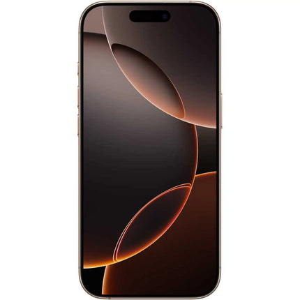 Apple iPhone 16 Pro Max, desert titanium, front screen display on