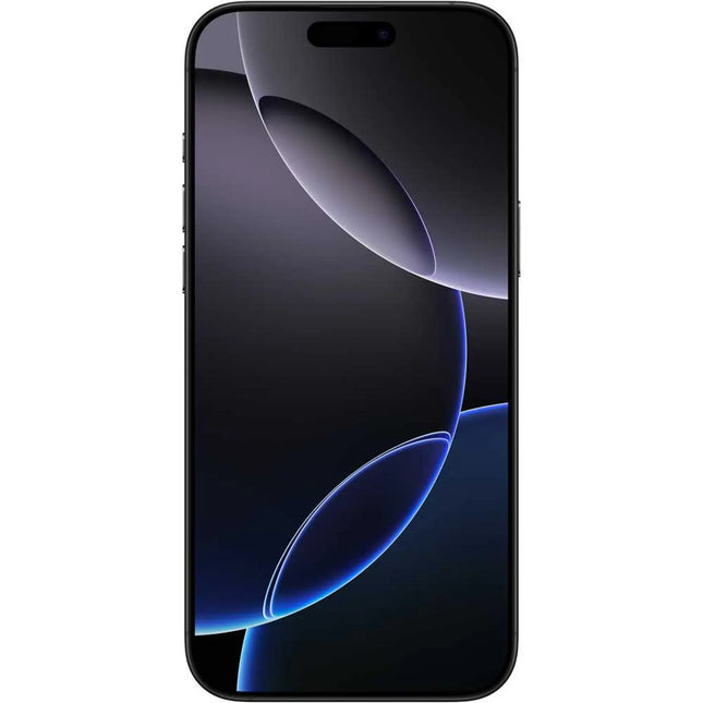 Apple iPhone 16 Pro, black titanium, front screen display on