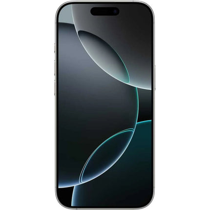 Apple iPhone 16 Pro Max, white titanium, front screen display on