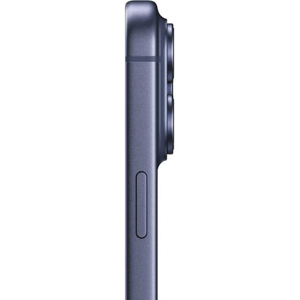 Apple iPhone 17 Pro Max, deep blue, side profile view