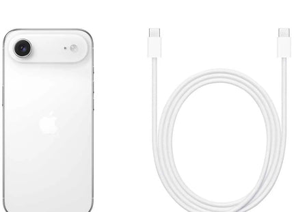 Apple iPhone Air, cloud white, box contents card showing phone and USB-C cable