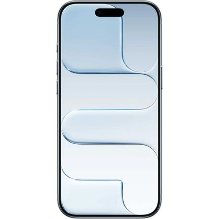 Apple iPhone Air, sky blue, rear close-up showing single camera and abstract design