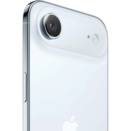 Apple iPhone Air, sky blue, rear view showing single camera