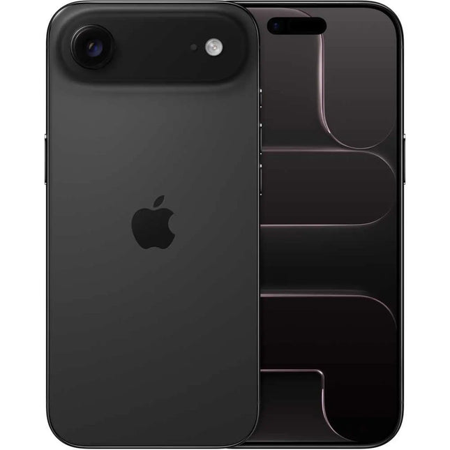 Apple iPhone Air, space black, rear and front angled view