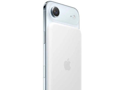 Apple iPhone Air, white/silver, with MagSafe Battery accessory attached, rear view