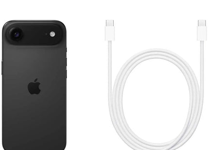 Apple iPhone Air, space black, box contents card showing phone and USB-C cable