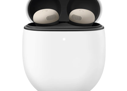 Google Pixel Buds Pro 2, Porcelain, case open with earbuds