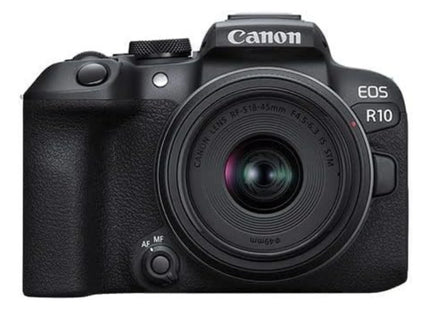 Canon EOS R10 with RF-S 18-45mm lens kit front view