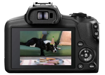 Canon EOS R100 with RF-S 18-45mm lens rear LCD view