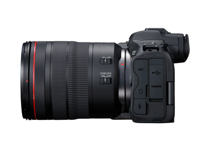 Canon EOS R5 with RF 24-105mm F4L IS USM Lens — side view