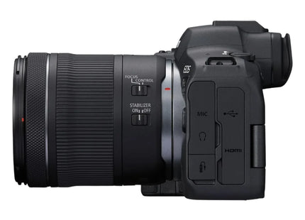 Canon EOS R6 Mark II with RF 24-105mm F4-7.1 IS STM lens angled view
