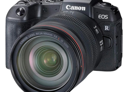 Canon EOS RP with RF 24-105mm F4L IS USM lens angled view