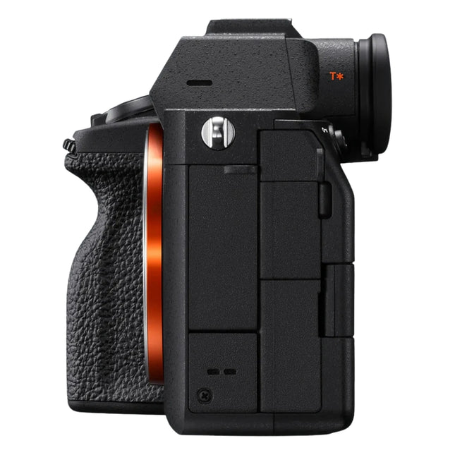 Sony Alpha a7 IV mirrorless camera body, side view