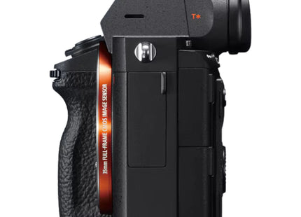 Sony Alpha 7R III camera, grip side view