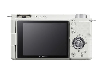 Sony ZV-E10 – APS-C Vlog Camera with 16-50mm Lens in White — rear view