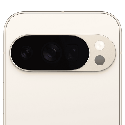 Google Pixel 10 Pro XL, porcelain, rear camera bar close-up