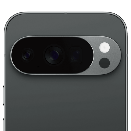 Google Pixel 10 Pro, obsidian, rear camera bar close-up