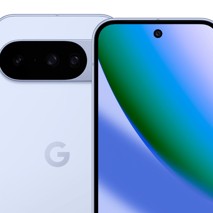 Google Pixel 10, lavender, front and rear view pair