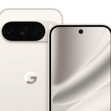 Google Pixel 10 Pro, porcelain, rear and front angled pair
